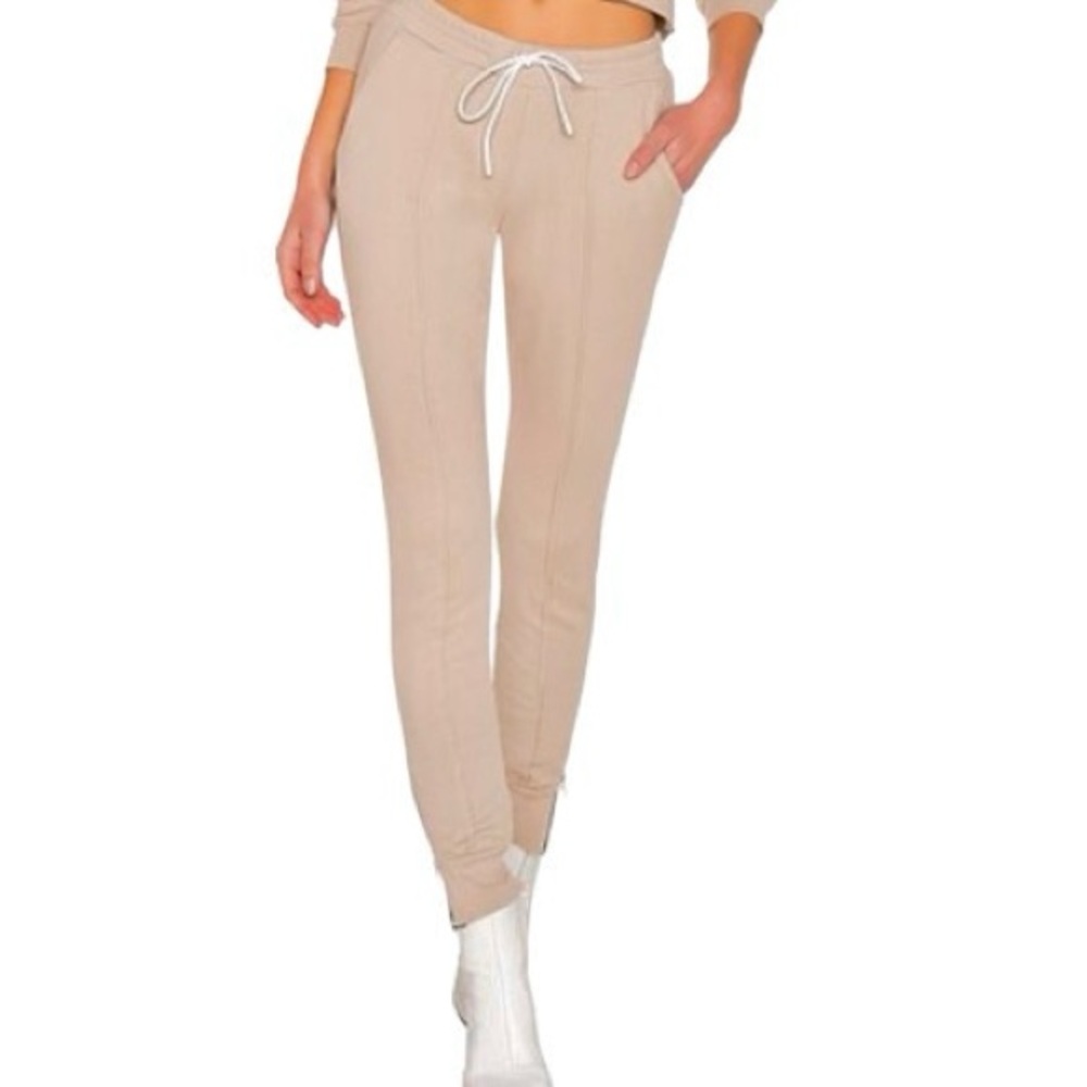 Cotton Citizen Milan Joggers with Ankle Zipper in Tan Size XS